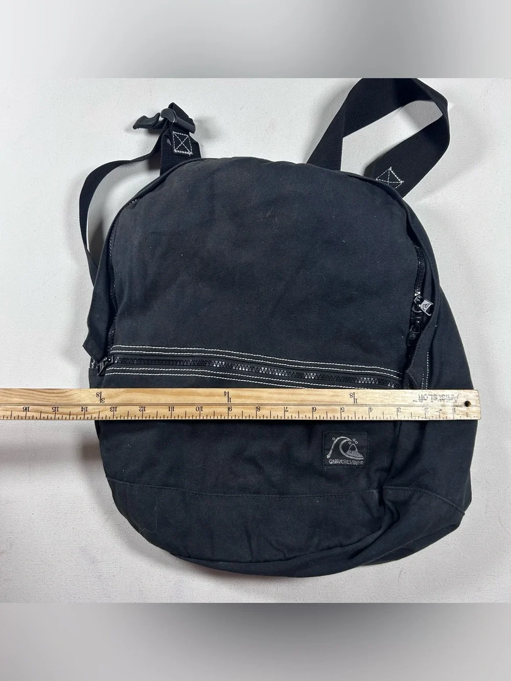 Roxy Quiksilver Vintage Surf Backpack 90S 00S Y2K Glitter Logo Black Youth Bag